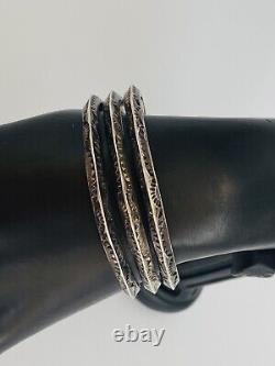 Old Pawn Vintage Navajo Sterling Silver Hand Stamped Cuff Bracelet Chunky 6.5