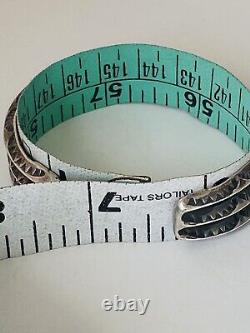 Old Pawn Vintage Navajo Sterling Silver Hand Stamped Cuff Bracelet Chunky 6.5