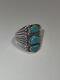 Old Pawn Vintage Navajo Turquoise, Sterling Silver Ring Size 11.75