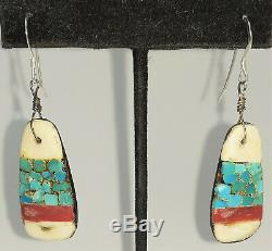 Old Santo Domingo Pueblo'depression''battery' earrings, turquoise, shell