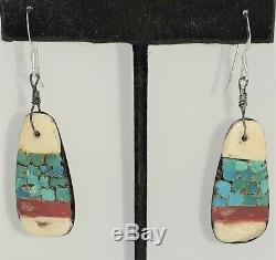 Old Santo Domingo Pueblo'depression''battery' earrings, turquoise, shell