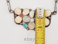 Old VTG Native American Zuni Sterling Silver Stone Shell Flower Jewelry Set