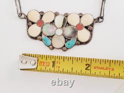 Old VTG Native American Zuni Sterling Silver Stone Shell Flower Jewelry Set