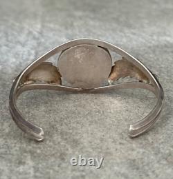 Old Vintage Native American Navajo BIG Turquoise GEM CARINATED Sterling Bracelet