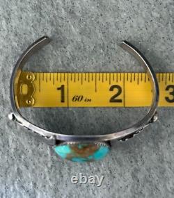 Old Vintage Native American Navajo BIG Turquoise GEM CARINATED Sterling Bracelet