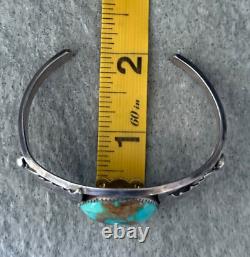 Old Vintage Native American Navajo BIG Turquoise GEM CARINATED Sterling Bracelet