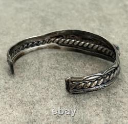 Old Vintage Native American Navajo HAND CUT Turquoise Sterling Bracelet 6.75 in
