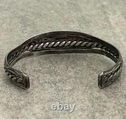 Old Vintage Native American Navajo HAND CUT Turquoise Sterling Bracelet 6.75 in