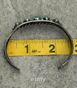 Old Vintage Native American Navajo HAND CUT Turquoise Sterling Bracelet 6.75 in