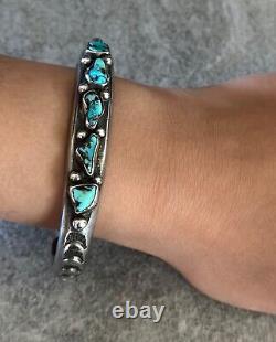 Old Vintage Native American Navajo Hand Made Turquoise Sterling silver Bracelet