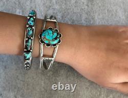 Old Vintage Native American Navajo Hand Made Turquoise Sterling silver Bracelet