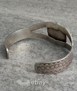 Old Vintage Native American Navajo Handmade Turquoise Sterling Bracelet SIGNED