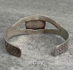 Old Vintage Native American Navajo Handmade Turquoise Sterling Bracelet SIGNED