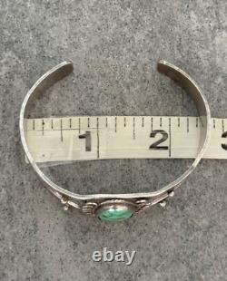 Old Vintage Native American Navajo Handmade Turquoise Sterling Bracelet SIGNED