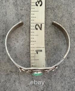Old Vintage Native American Navajo Handmade Turquoise Sterling Bracelet SIGNED