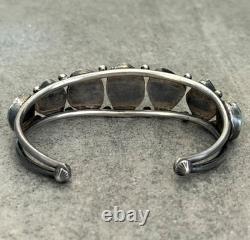 Old Vintage Native American Navajo NUMBER 8 MINE Turquoise Sterling Bracelet 7