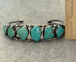 Old Vintage Native American Navajo NUMBER 8 MINE Turquoise Sterling Bracelet 7