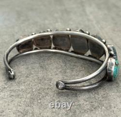 Old Vintage Native American Navajo NUMBER 8 MINE Turquoise Sterling Bracelet 7