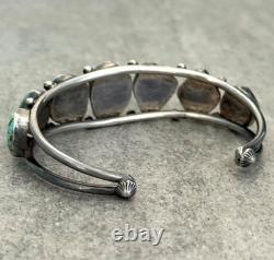 Old Vintage Native American Navajo NUMBER 8 MINE Turquoise Sterling Bracelet 7