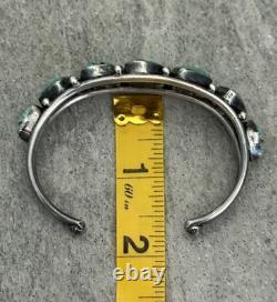 Old Vintage Native American Navajo NUMBER 8 MINE Turquoise Sterling Bracelet 7