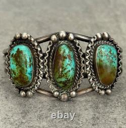 Old Vintage Native American Navajo ROYSTON Turquoise Sterling Bracelet 51.5g 7in