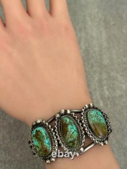 Old Vintage Native American Navajo ROYSTON Turquoise Sterling Bracelet 51.5g 7in