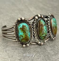 Old Vintage Native American Navajo ROYSTON Turquoise Sterling Bracelet 51.5g 7in