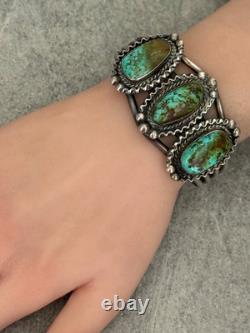 Old Vintage Native American Navajo ROYSTON Turquoise Sterling Bracelet 51.5g 7in