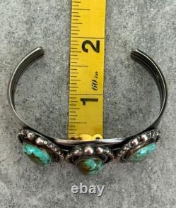Old Vintage Native American Navajo ROYSTON Turquoise Sterling Bracelet 51.5g 7in