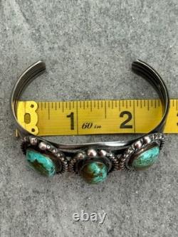 Old Vintage Native American Navajo ROYSTON Turquoise Sterling Bracelet 51.5g 7in