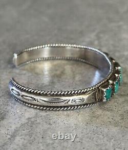 Old Vintage Native American Navajo Square Turquoise Row Sterling silver Bracelet