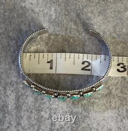 Old Vintage Native American Navajo Square Turquoise Row Sterling silver Bracelet