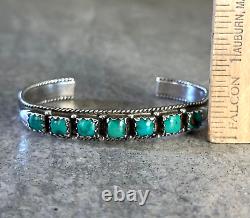 Old Vintage Native American Navajo Square Turquoise Row Sterling silver Bracelet