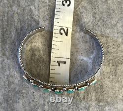 Old Vintage Native American Navajo Square Turquoise Row Sterling silver Bracelet