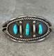 Old Vintage Native American Navajo THREE Turquoise Sterling silver Bracelet