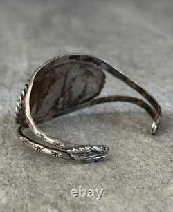 Old Vintage Native American Navajo THREE Turquoise Sterling silver Bracelet