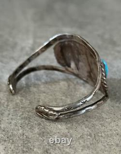 Old Vintage Native American Navajo THREE Turquoise Sterling silver Bracelet