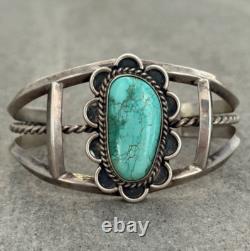 Old Vintage Native American Navajo Turquoise CARINATED Silver Bracelet 36+g