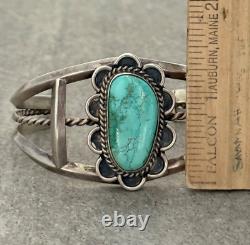 Old Vintage Native American Navajo Turquoise CARINATED Silver Bracelet 36+g