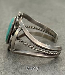Old Vintage Native American Navajo Turquoise CARINATED Silver Bracelet 36+g