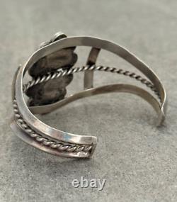 Old Vintage Native American Navajo Turquoise CARINATED Silver Bracelet 36+g