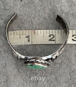 Old Vintage Native American Navajo Turquoise CARINATED Twisted Sterling Bracelet