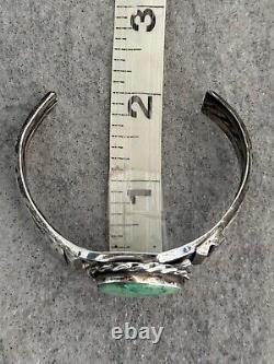 Old Vintage Native American Navajo Turquoise CARINATED Twisted Sterling Bracelet