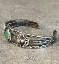 Old Vintage Native American Navajo Turquoise CONCHO Sterling silver Bracelet