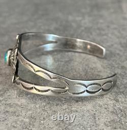 Old Vintage Native American Navajo Turquoise CONCHO Sterling silver Bracelet