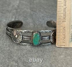 Old Vintage Native American Navajo Turquoise CONCHO Sterling silver Bracelet