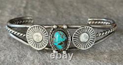 Old Vintage Native American Navajo Turquoise Concho Sterling silver Bracelet