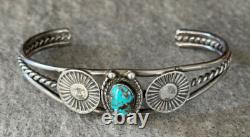 Old Vintage Native American Navajo Turquoise Concho Sterling silver Bracelet