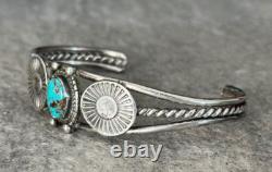 Old Vintage Native American Navajo Turquoise Concho Sterling silver Bracelet