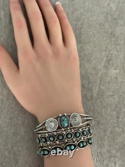 Old Vintage Native American Navajo Turquoise Concho Sterling silver Bracelet